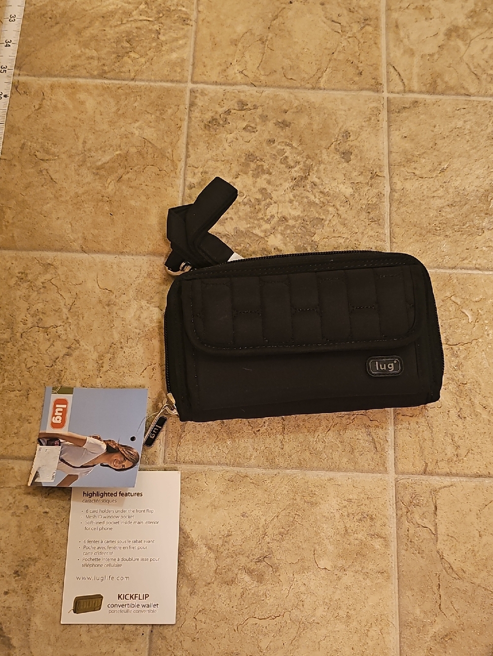 Lug Kickflip Convertible Wallet - Black